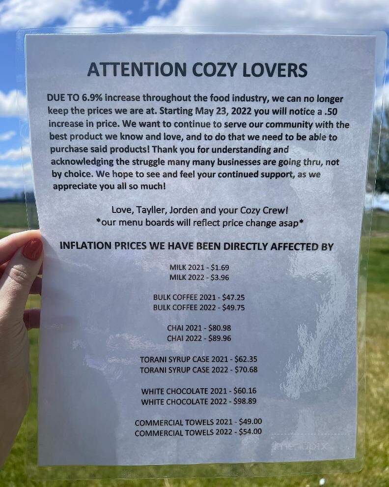 Cozy Coffee - Heyburn, ID menu_pic