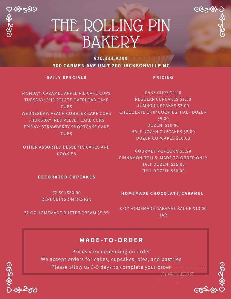 The Rolling Pin Bakery - Jacksonville, NC menu_pic