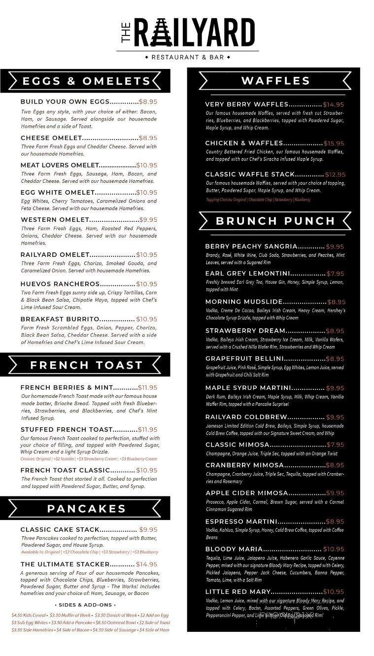 The Railyard - Scranton, PA menu_pic