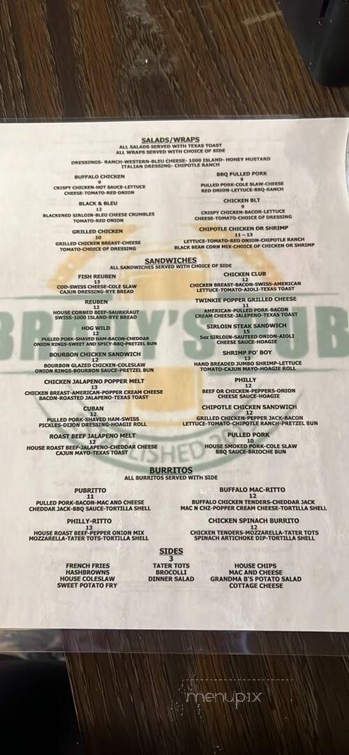 Brady's Pub - Sheldon, IA menu_pic