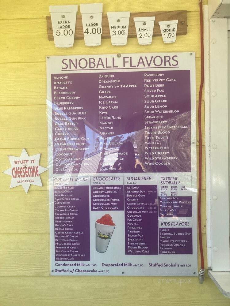 Bayou Snowballs - Slidell, LA menu_pic