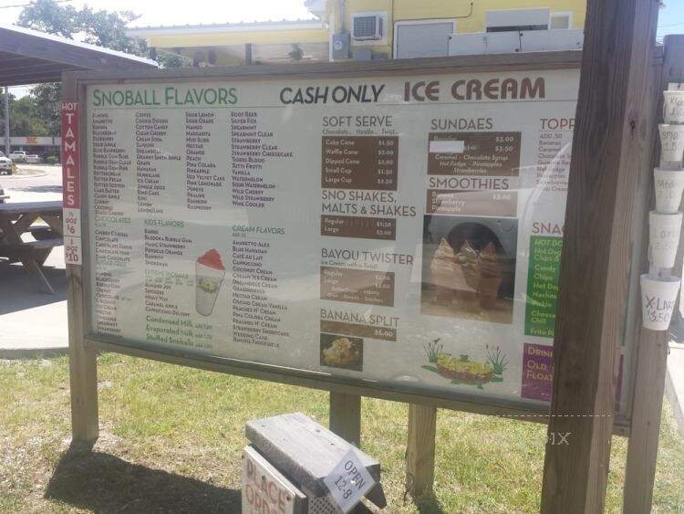 Bayou Snowballs - Slidell, LA menu_pic