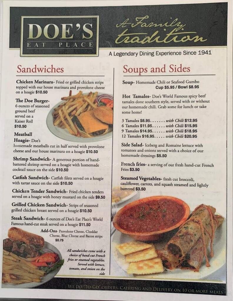 Doe's Eat Place - Jackson, TN menu_pic
