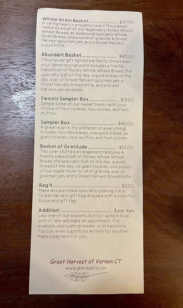 Great Harvest Bread Co. - Vernon, CT menu_pic