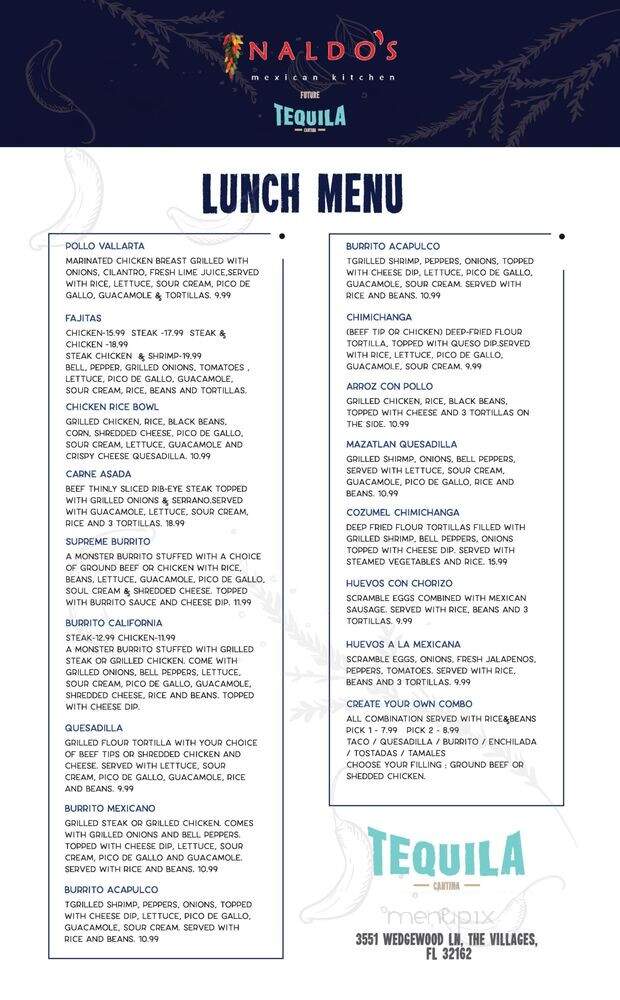 Naldo's Mexican kitchen - The Villages, FL menu_pic