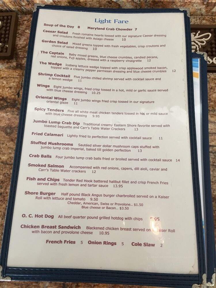 Captain's Table - Ocean City, MD menu_pic