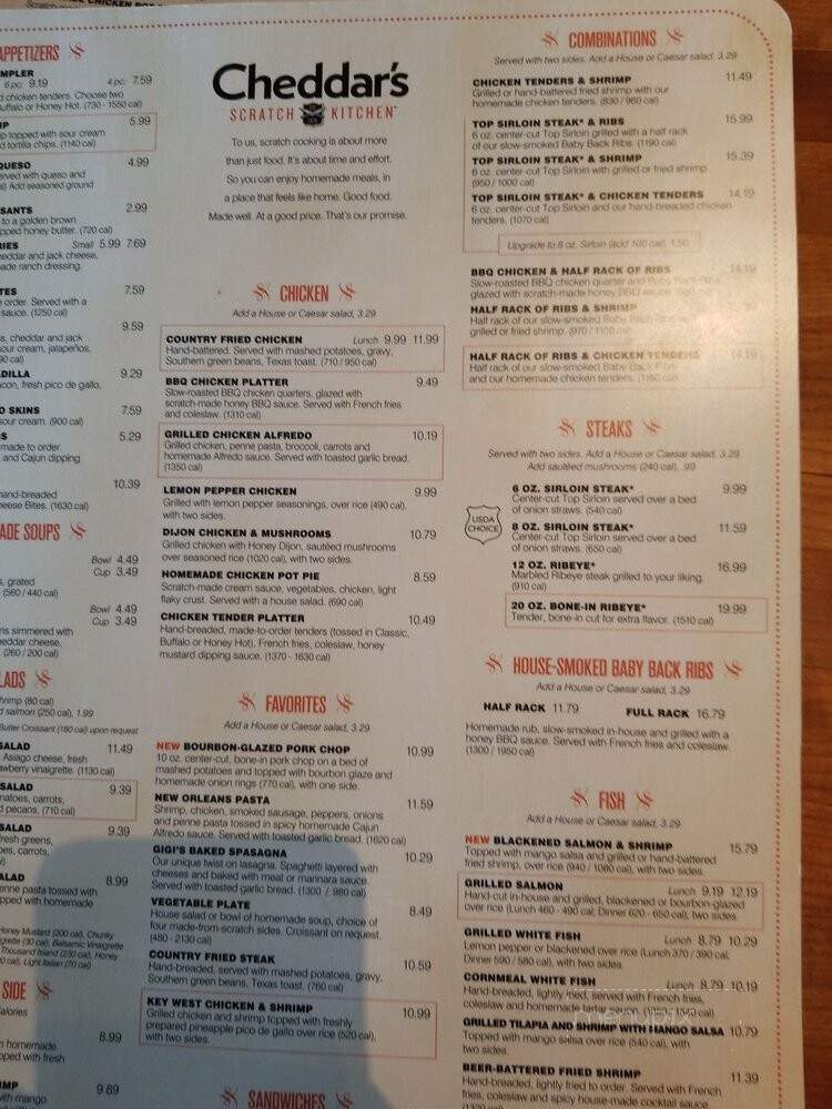 Cheddar's - Pigeon Forge, TN menu_pic