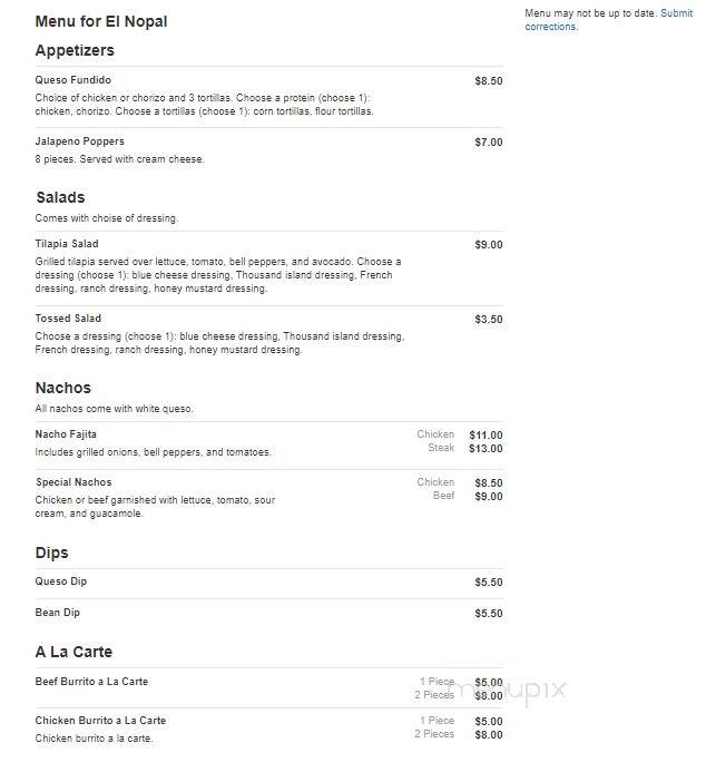 El Nopal - Cold Spring, KY menu_pic