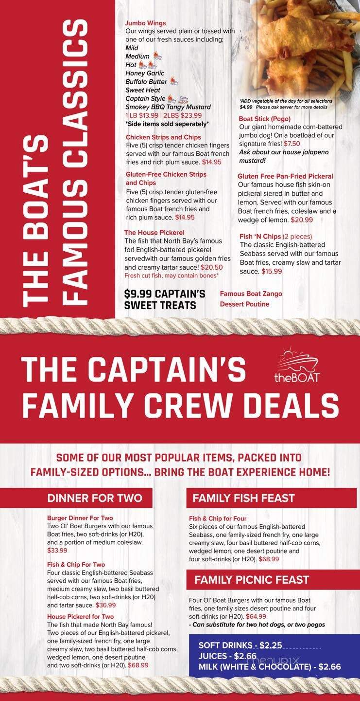 The Boat - North Bay, ON menu_pic