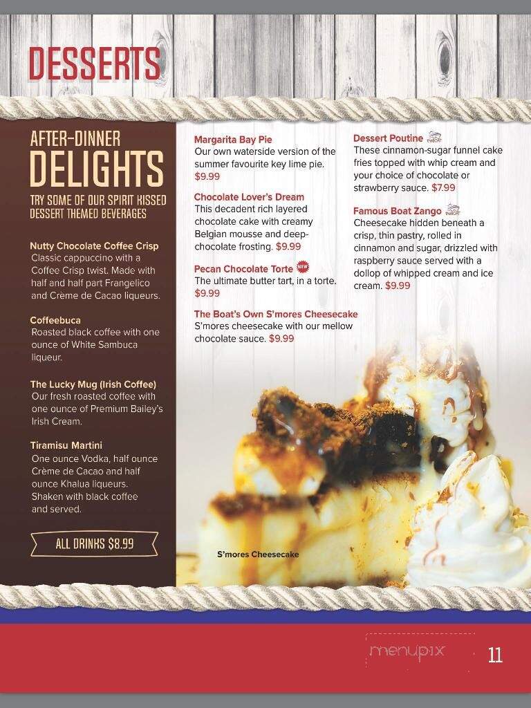 The Boat - North Bay, ON menu_pic