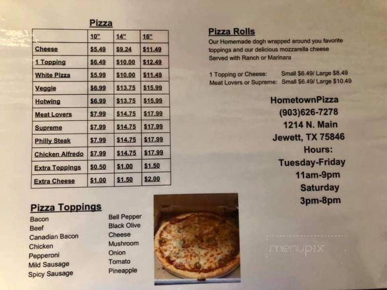 Hometown Pizza - Jewett, TX menu_pic