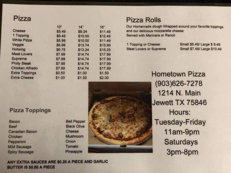 Hometown Pizza - Jewett, TX menu_pic
