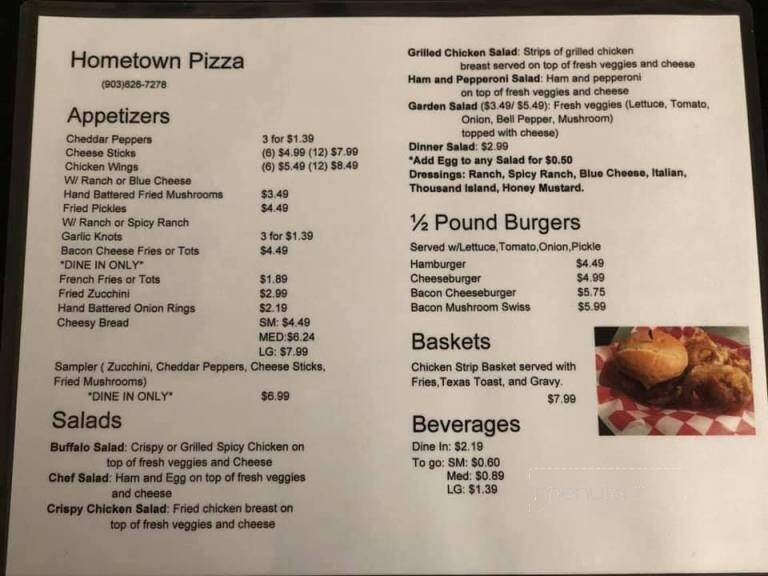 Hometown Pizza - Jewett, TX menu_pic