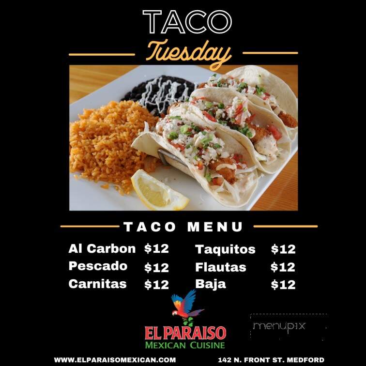 El Paraiso - Medford, OR menu_pic