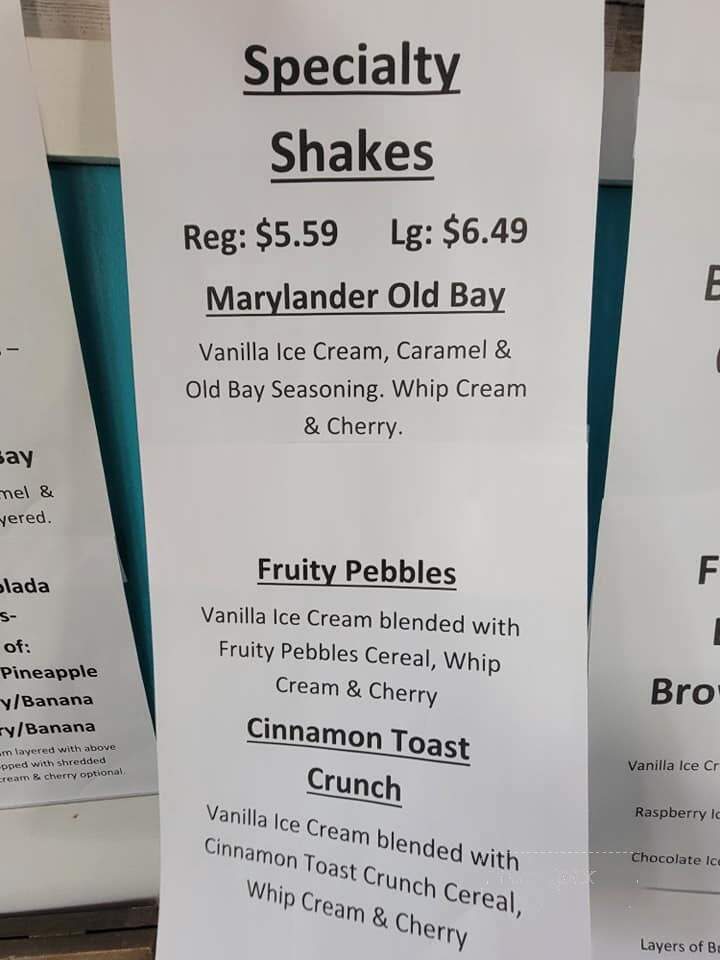 Fractured Banana Ice Cream Shop - Hancock, MD menu_pic