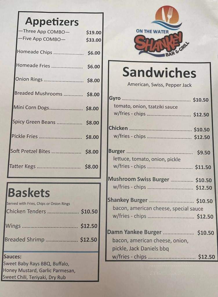 Mitchell Creek Marina - Allons, TN menu_pic
