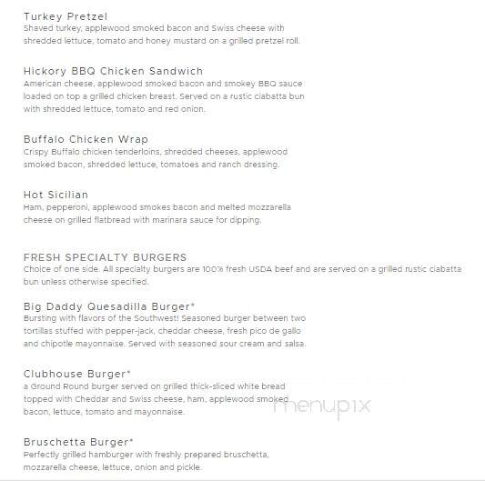 Ground Round Grill & Bar - Worthington, MN menu_pic