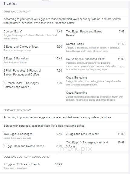 La Barbie's Restaurant - Dorval, QC menu_pic