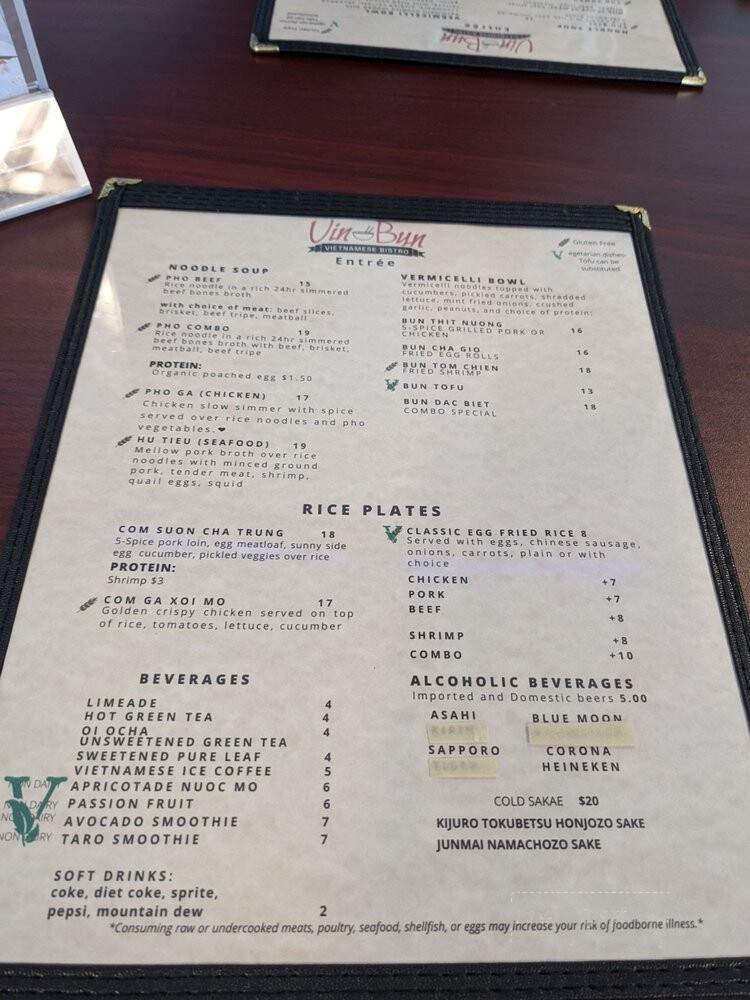 VinBun Vietnamese Bistro - Middletown, KY menu_pic