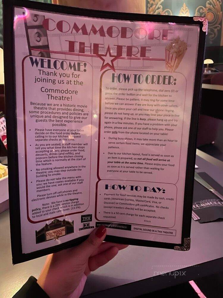 Commodore Theatre - Portsmouth, VA menu_pic
