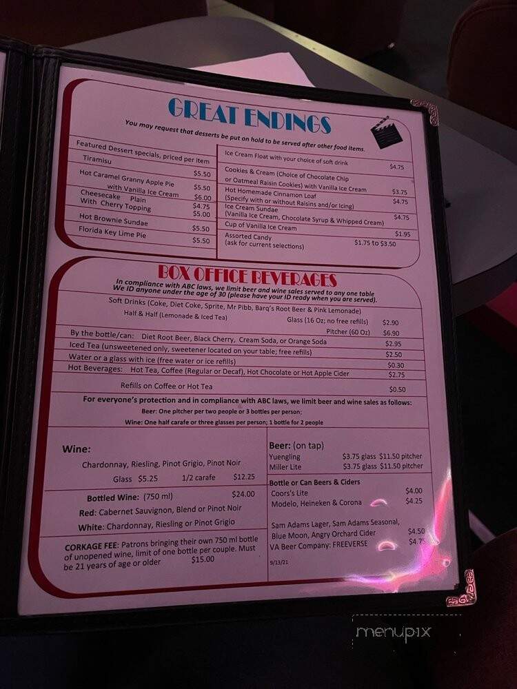 Commodore Theatre - Portsmouth, VA menu_pic