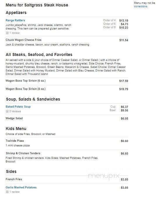 Saltgrass Steak House - Wichita, KS menu_pic