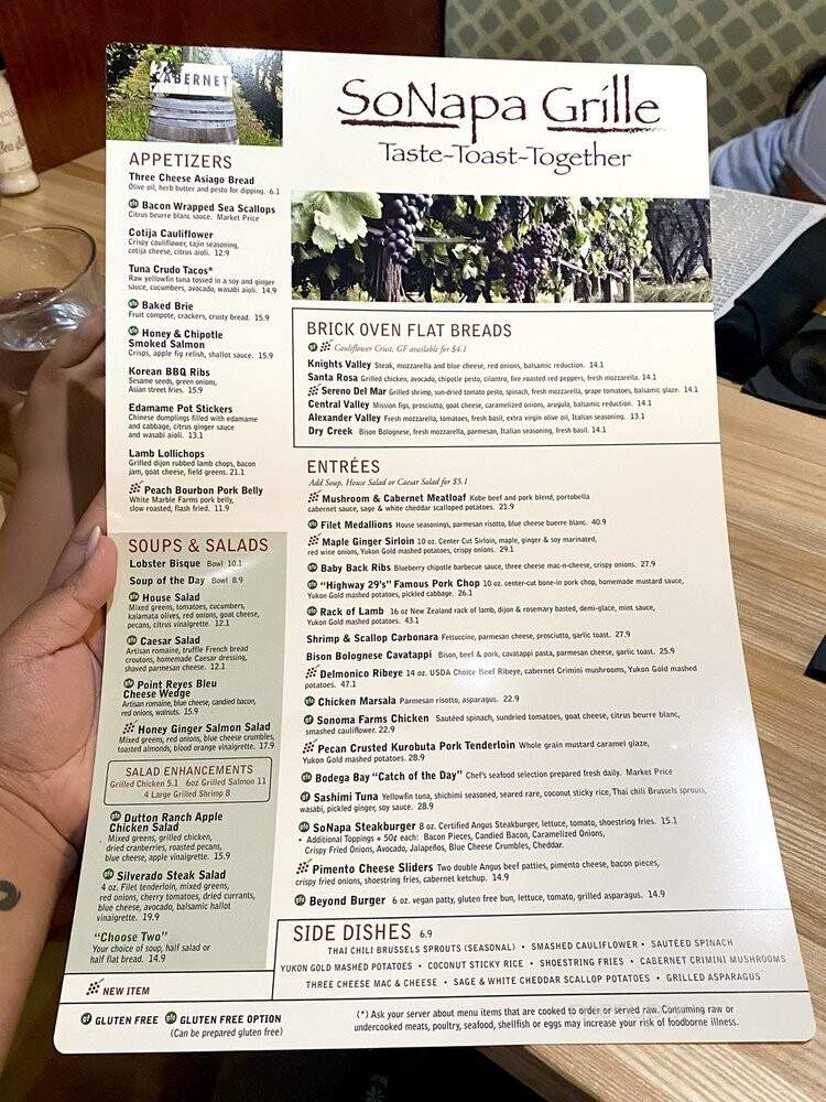 SoNapa Grille - Jacksonville Beach, FL menu_pic