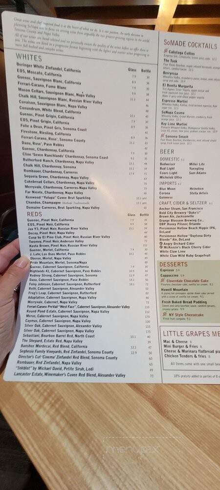 SoNapa Grille - Jacksonville Beach, FL menu_pic