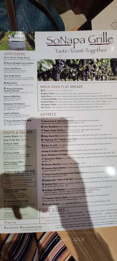 SoNapa Grille - Jacksonville Beach, FL menu_pic