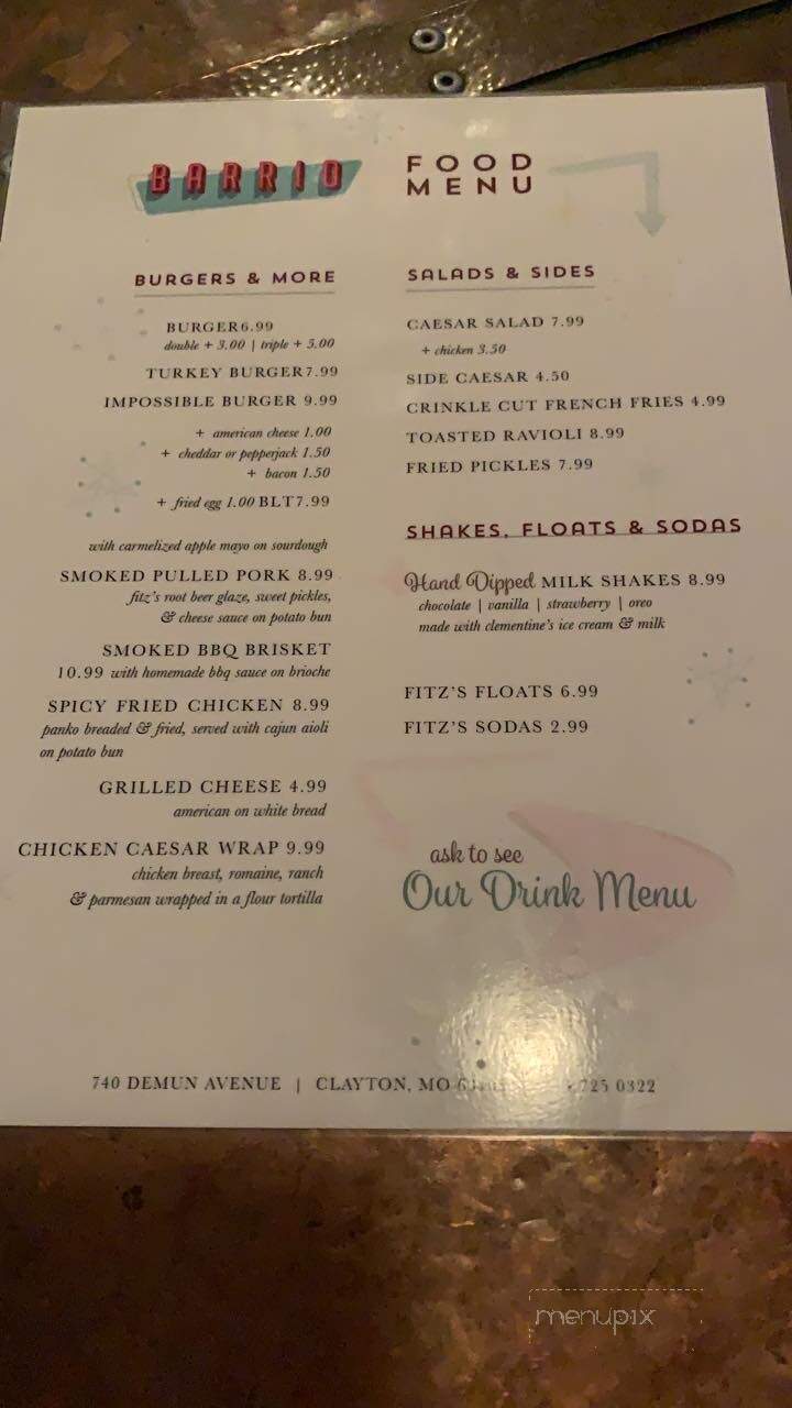 Barrio - Clayton, MO menu_pic
