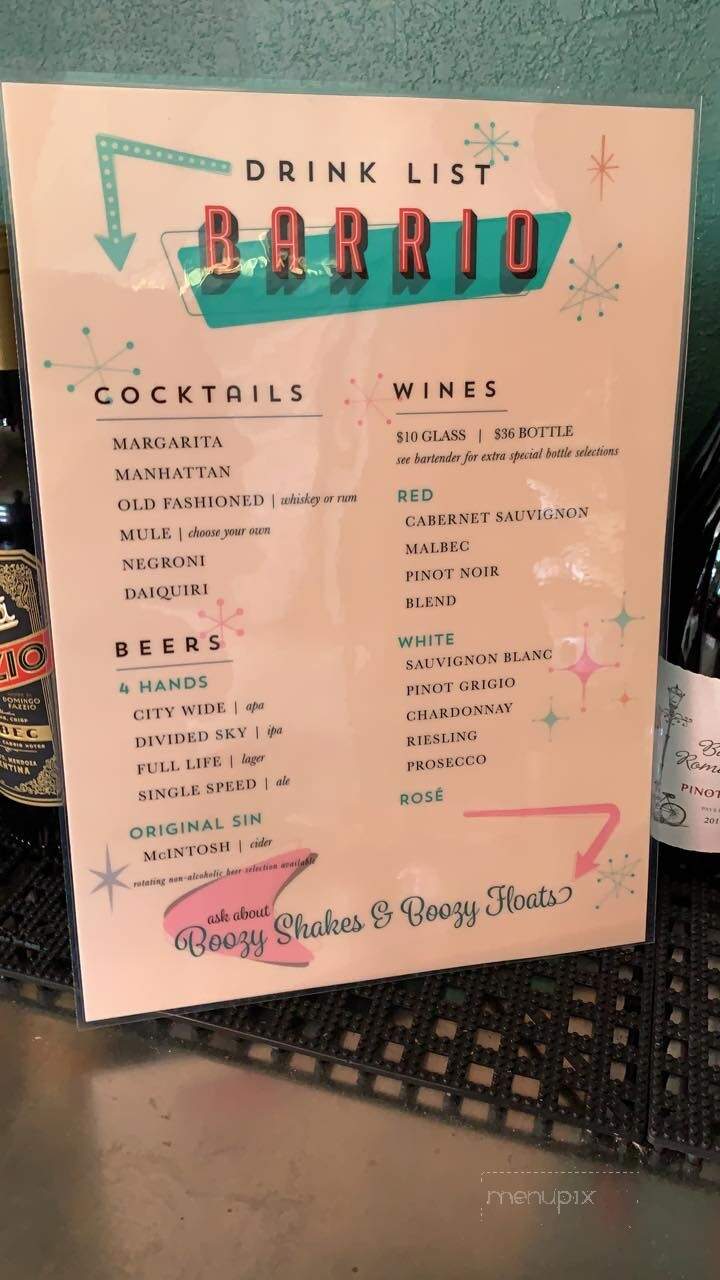 Barrio - Clayton, MO menu_pic