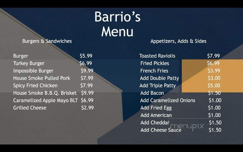 Barrio - Clayton, MO menu_pic