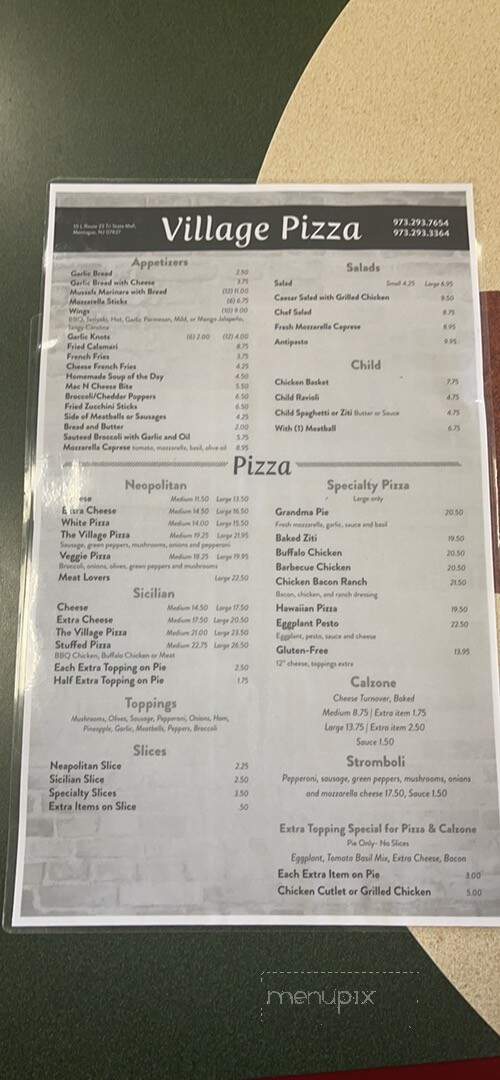 Village Pizza - Montague, NJ menu_pic