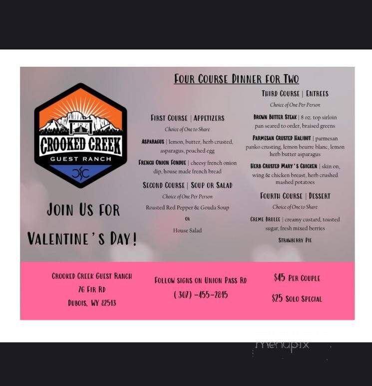 Crooked Creek Guest Ranch - Dubois, WY menu_pic