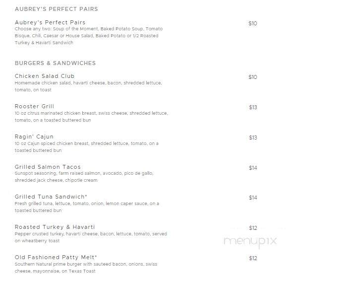 Aubrey's - Johnson City, TN menu_pic