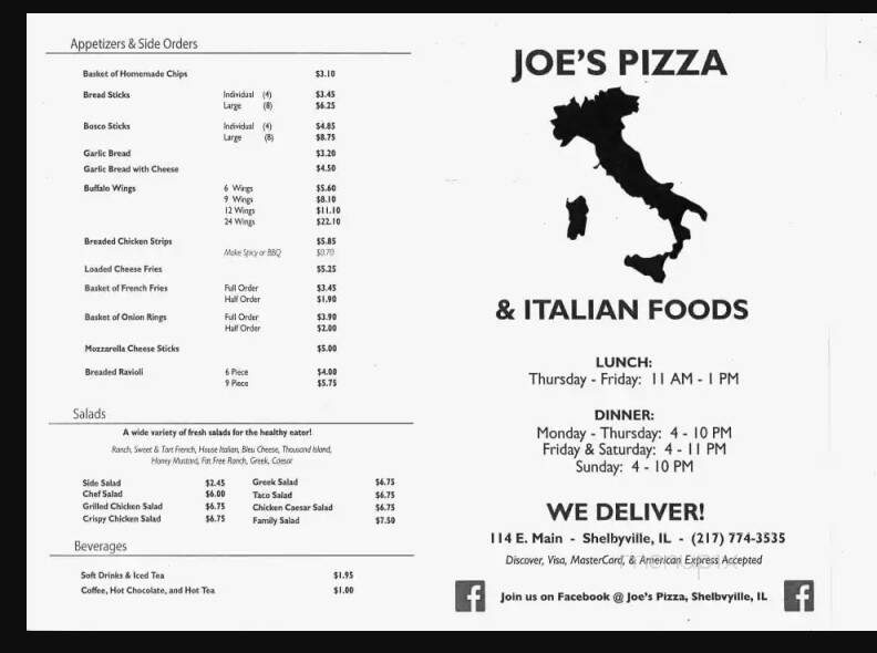 Joe's Pizza - Shelbyville, IL menu_pic