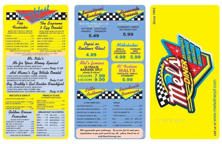 Mel's Diner - Pigeon Forge, TN menu_pic