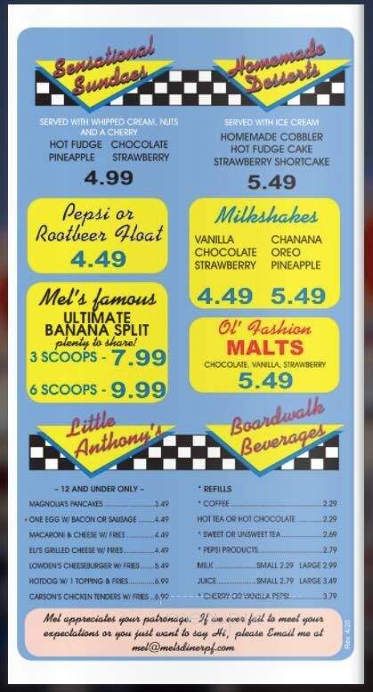 Mel's Diner - Pigeon Forge, TN menu_pic