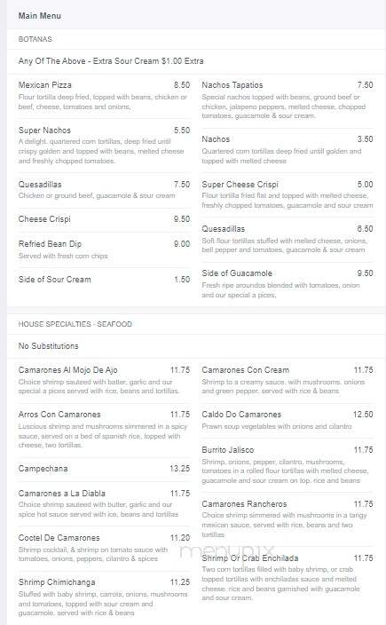El Tapatio - Yankton, SD menu_pic