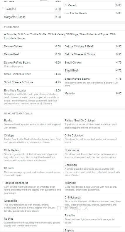 El Tapatio - Yankton, SD menu_pic
