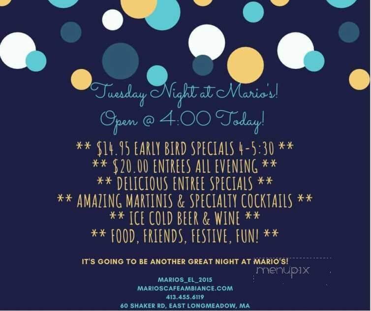 Mario's Cafe Ambiance - East Longmeadow, MA menu_pic