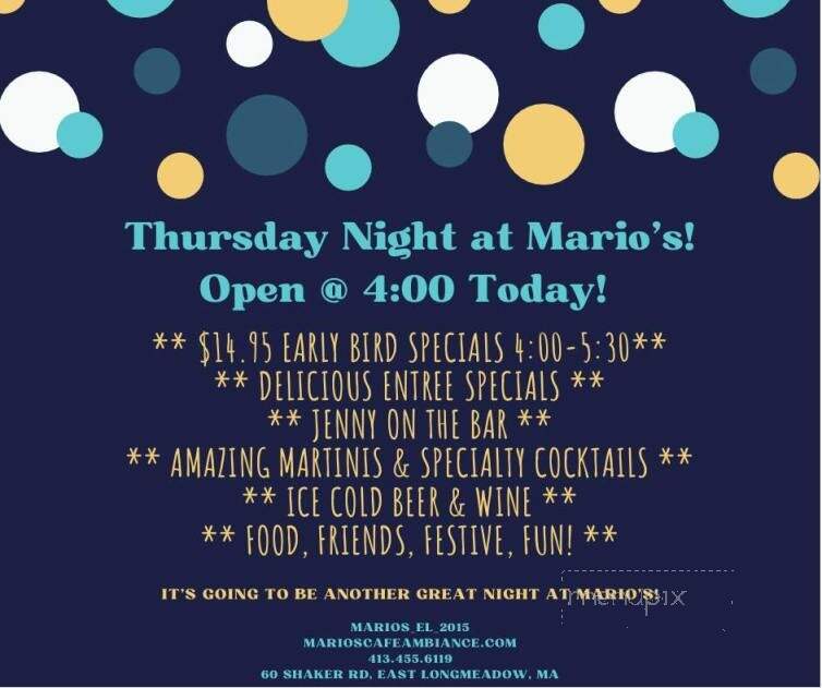 Mario's Cafe Ambiance - East Longmeadow, MA menu_pic