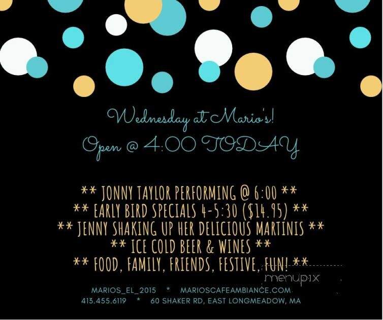 Mario's Cafe Ambiance - East Longmeadow, MA menu_pic