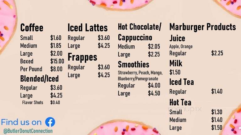 Donut Connection - Butler, PA menu_pic