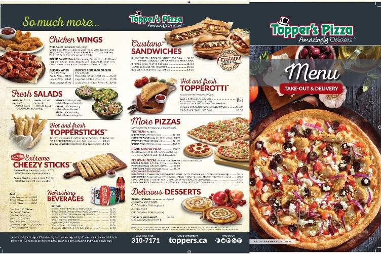 Topper's Pizza - North Bay, ON menu_pic