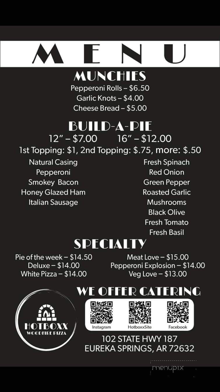 HotBoxx WoodFire Pizza - Eureka Springs, AR menu_pic