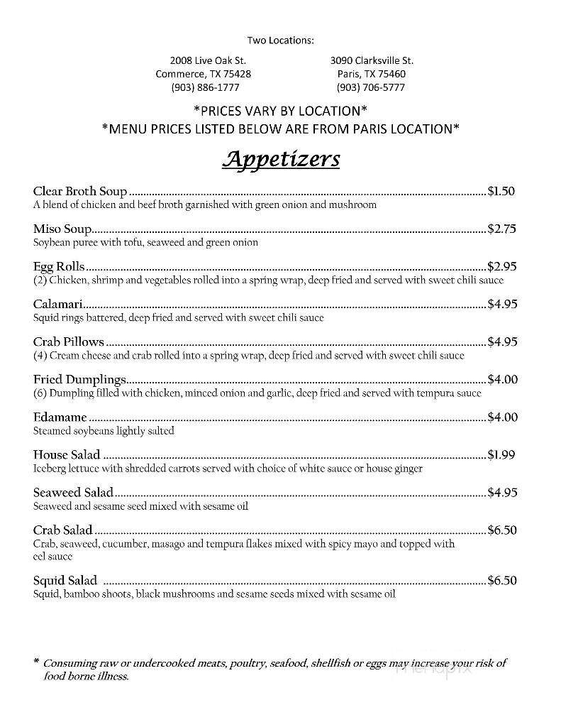 Tokyo Express - Asheboro, NC menu_pic
