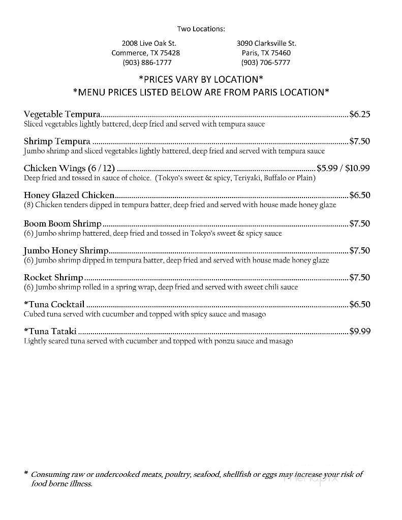 Tokyo Express - Asheboro, NC menu_pic