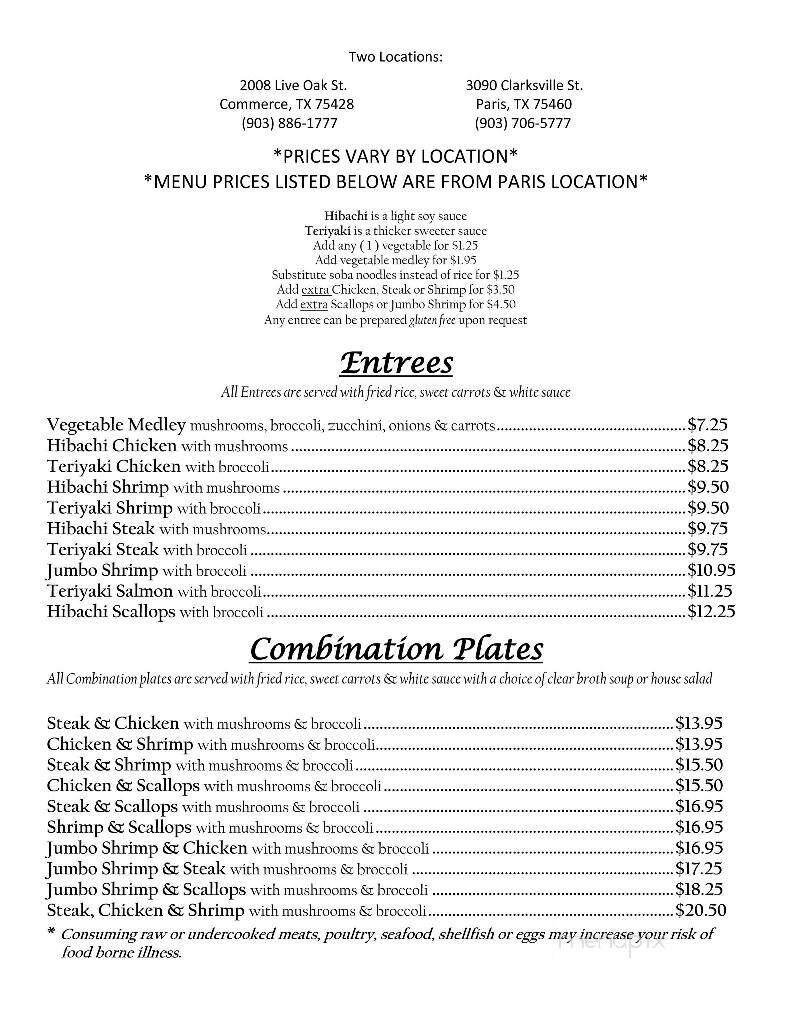 Tokyo Express - Asheboro, NC menu_pic