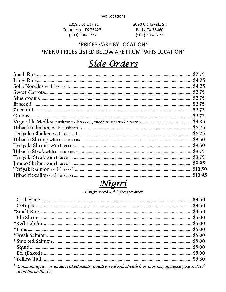 Tokyo Express - Asheboro, NC menu_pic